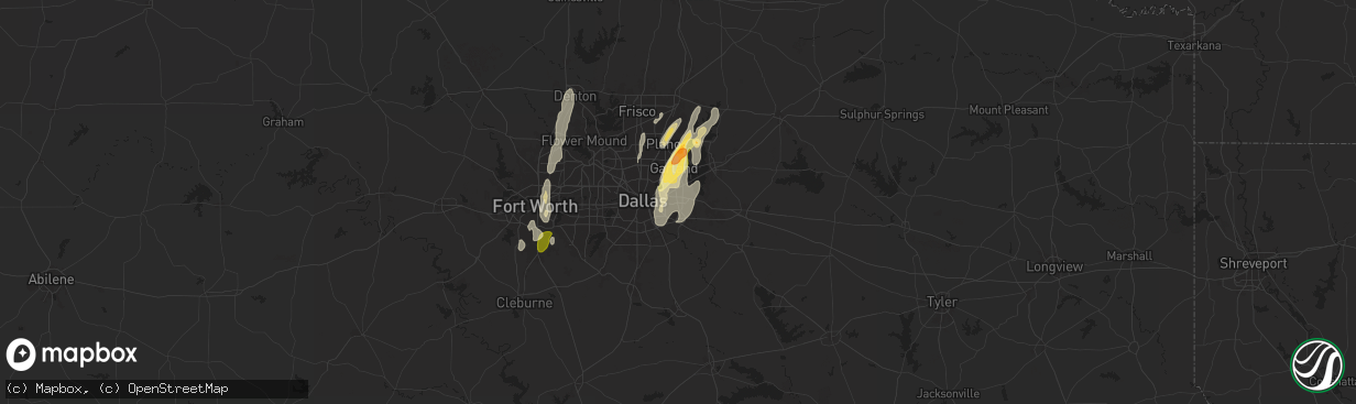 Hail map in Mesquite, TX on May 6, 2025