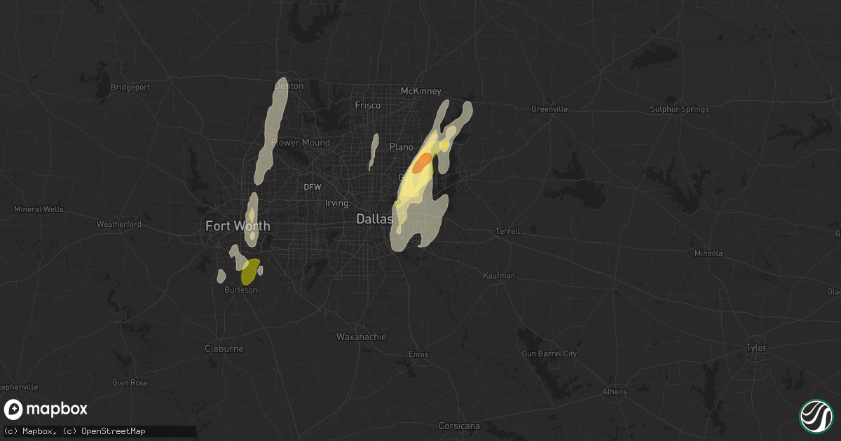 Hail map in Mesquite, TX on May 6, 2025