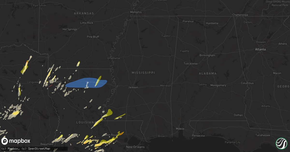 Hail map in Mississippi on May 6, 2025