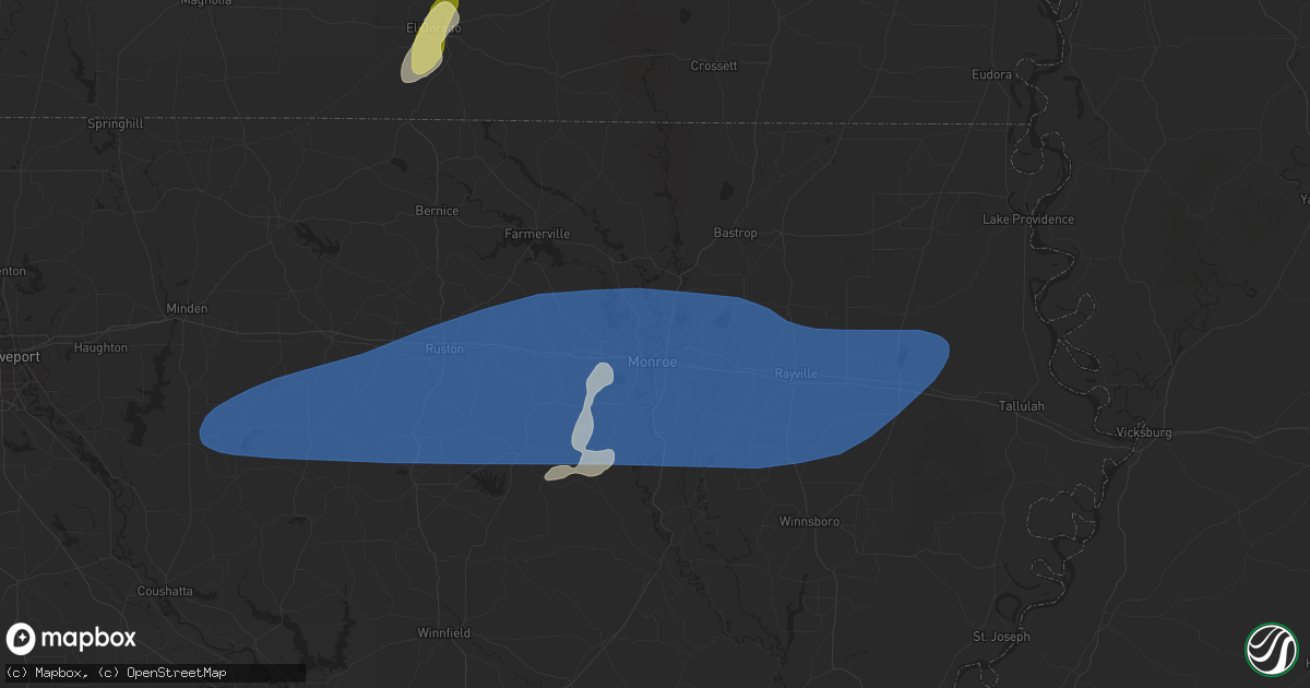 Hail map in Monroe, LA on May 6, 2025