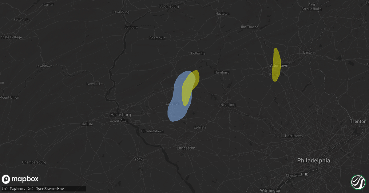 Hail map in Myerstown, PA on May 6, 2025