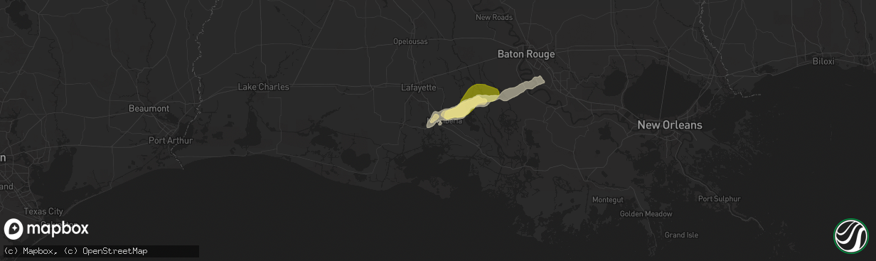 Hail map in New Iberia, LA on May 6, 2025
