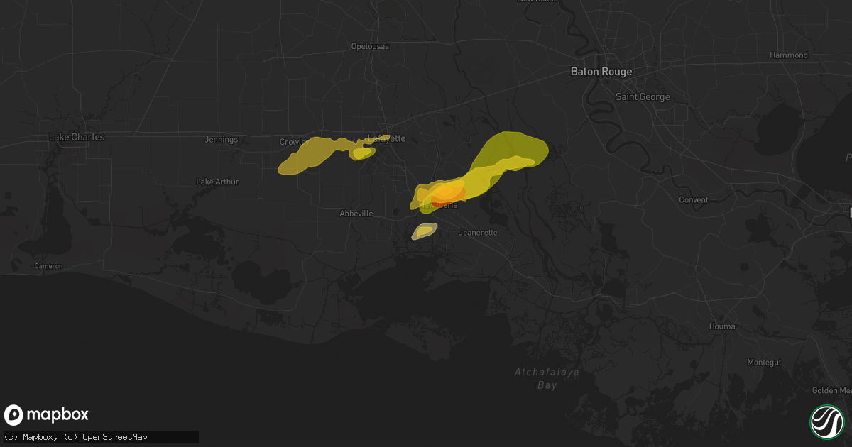 Hail map in New Iberia, LA on May 6, 2025
