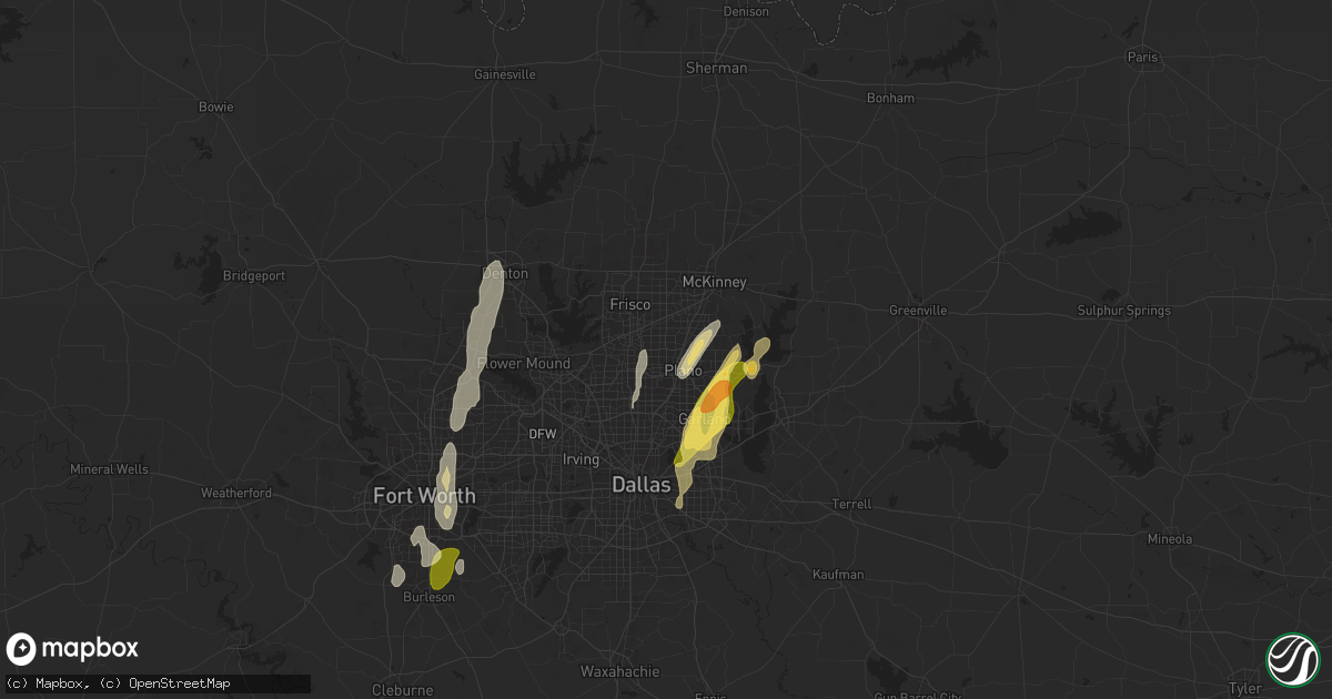 Hail map in Plano, TX on May 6, 2025