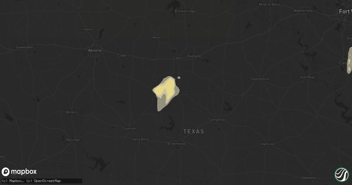 Hail map in Rising Star, TX on May 6, 2025