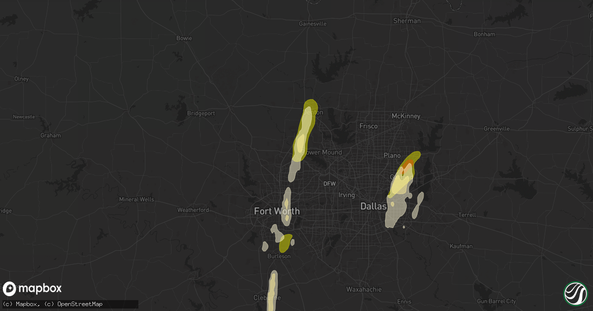 Hail map in Roanoke, TX on May 6, 2025