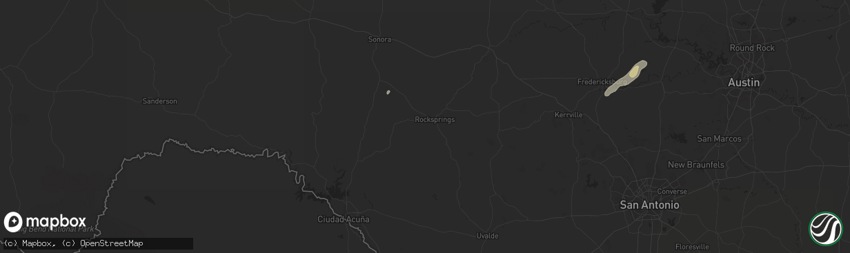 Hail map in Rocksprings, TX on May 6, 2025