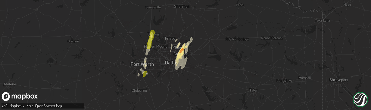 Hail map in Rowlett, TX on May 6, 2025