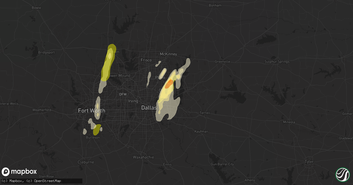 Hail map in Rowlett, TX on May 6, 2025