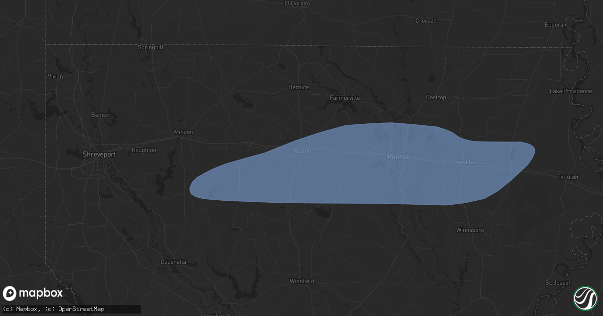 Hail map in Ruston, LA on May 6, 2025