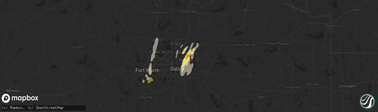 Hail map in Sachse, TX on May 6, 2025