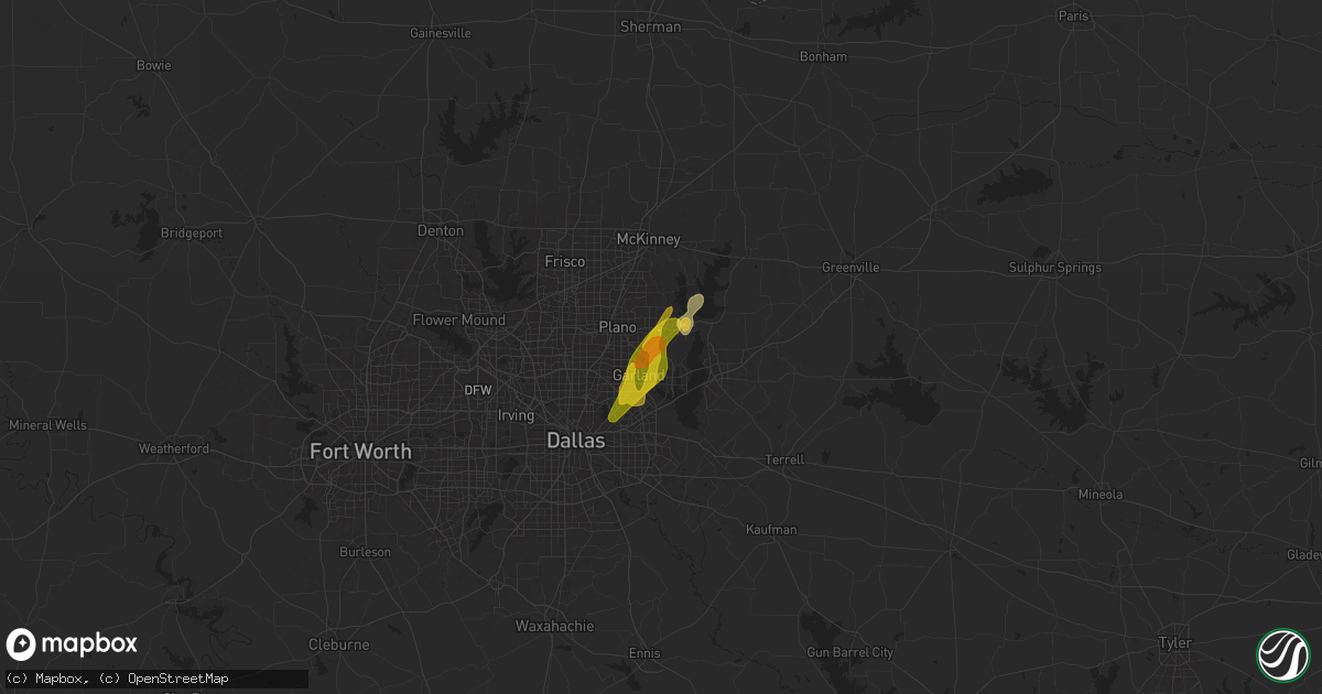 Hail map in Sachse, TX on May 6, 2025