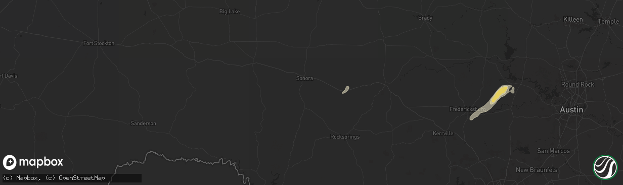 Hail map in Sonora, TX on May 6, 2025