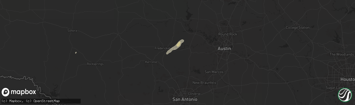 Hail map in Stonewall, TX on May 6, 2025