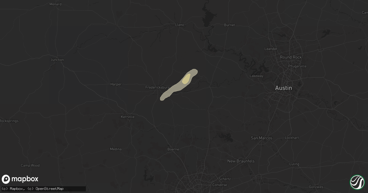 Hail map in Stonewall, TX on May 6, 2025