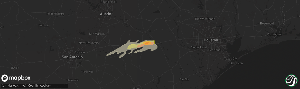Hail map in Weimar, TX on May 6, 2025