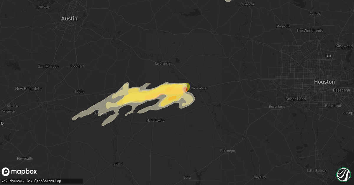 Hail map in Weimar, TX on May 6, 2025
