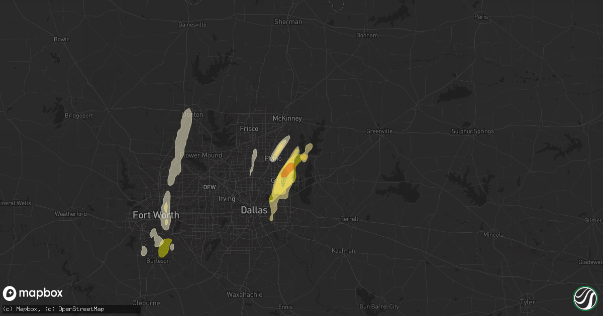 Hail map in Wylie, TX on May 6, 2025