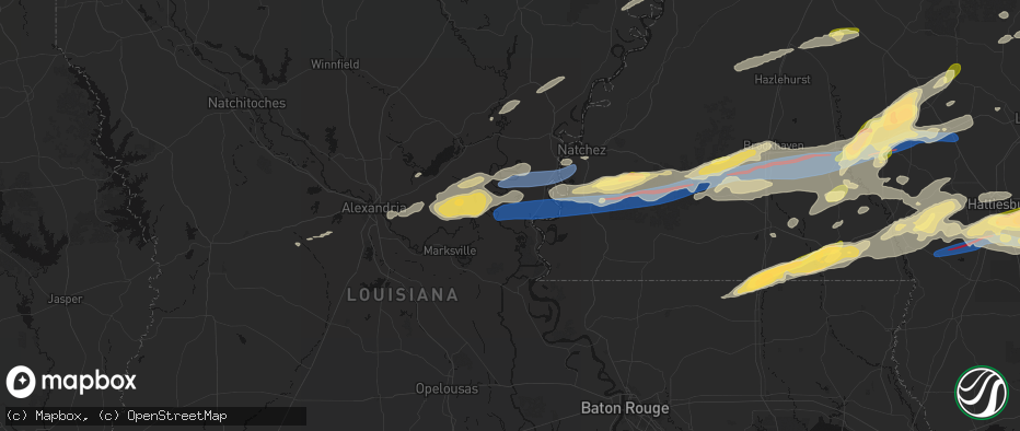 Hail map in Acme, LA on May 6, 2026
