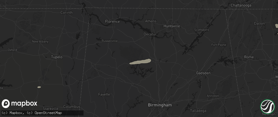 Hail map in Addison, AL on May 6, 2026