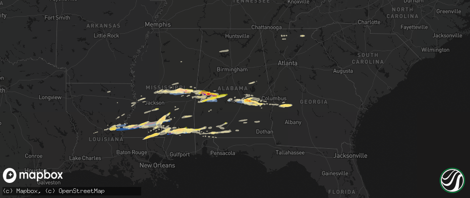 Hail map in Alabama on May 6, 2026