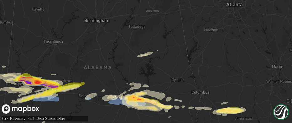 Hail map in Alexander City, AL on May 6, 2026