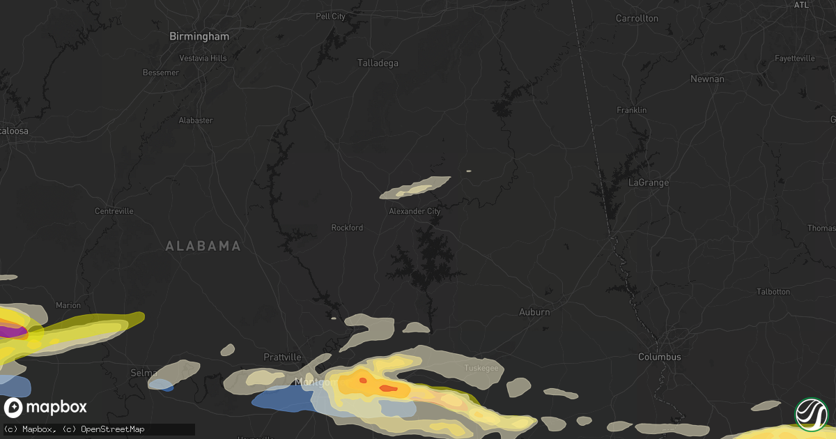 Hail map in Alexander City, AL on May 6, 2026