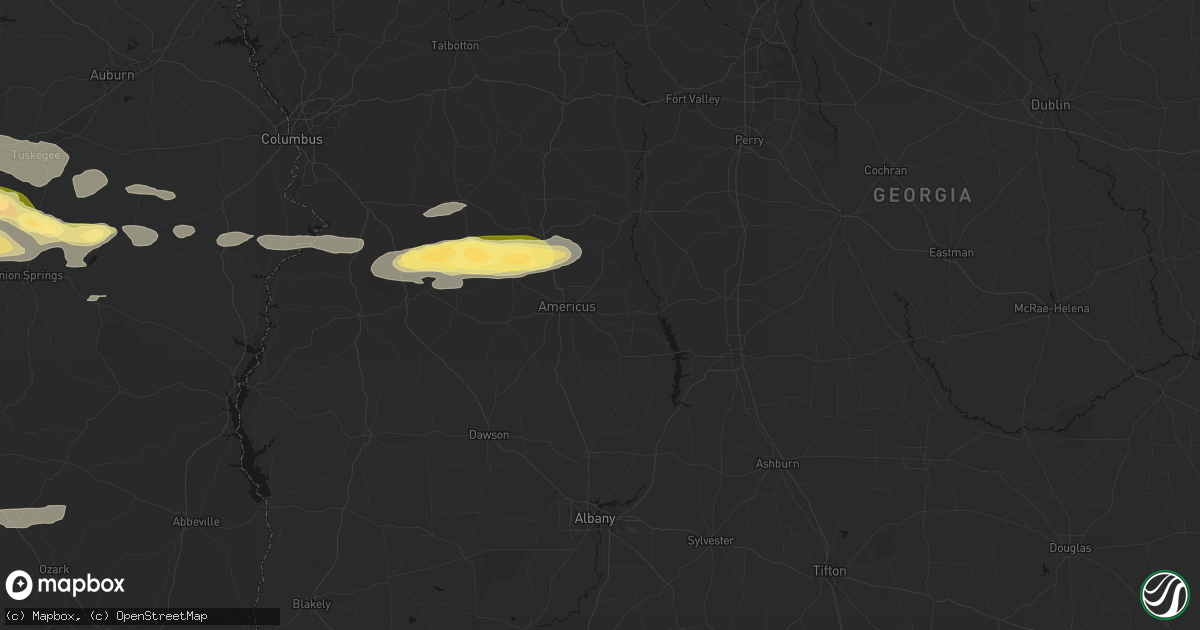 Hail map in Americus, GA on May 6, 2026