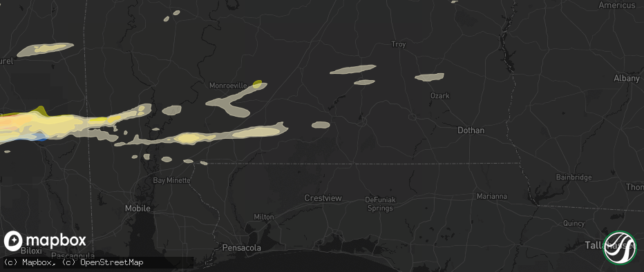 Hail map in Andalusia, AL on May 6, 2026