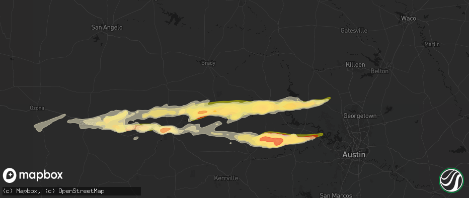 Hail map in Art, TX on May 6, 2026