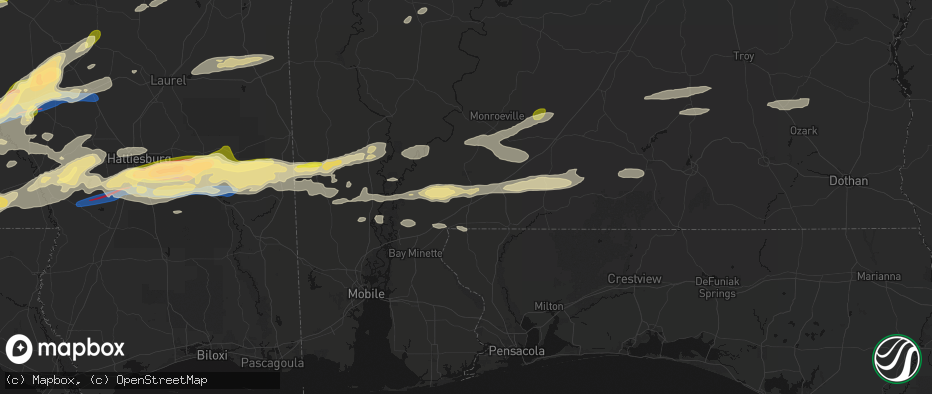 Hail map in Atmore, AL on May 6, 2026