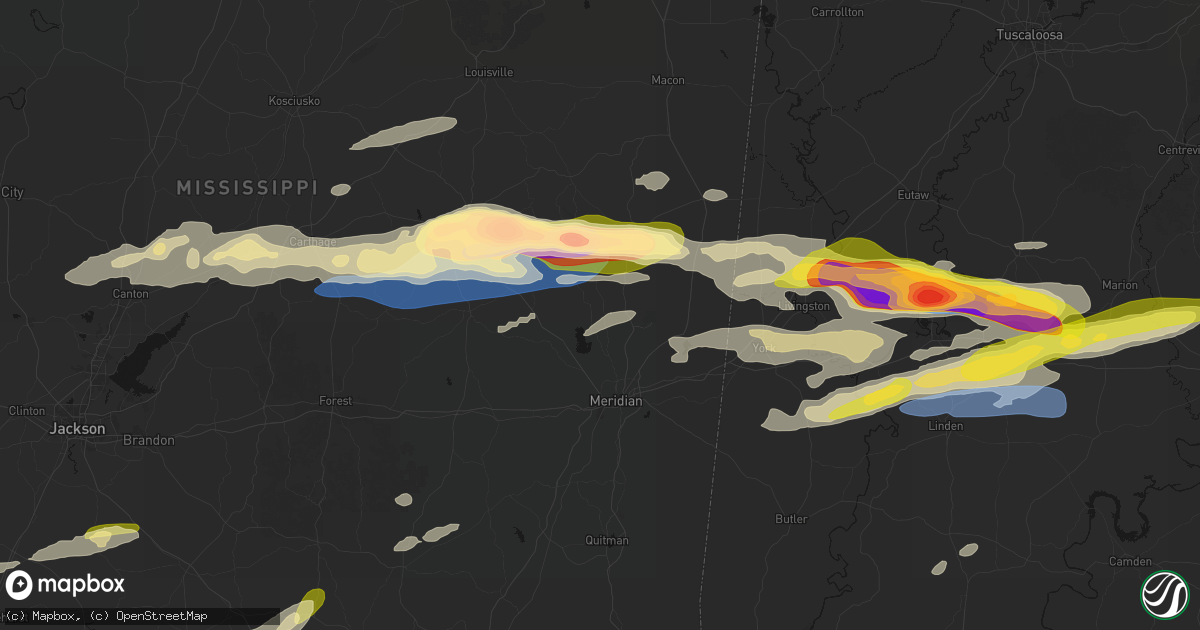 Hail map in Bailey, MS on May 6, 2026