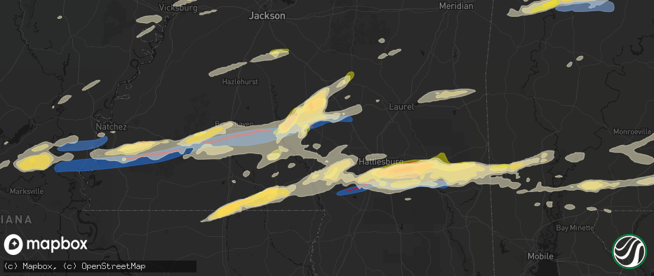 Hail map in Bassfield, MS on May 6, 2026
