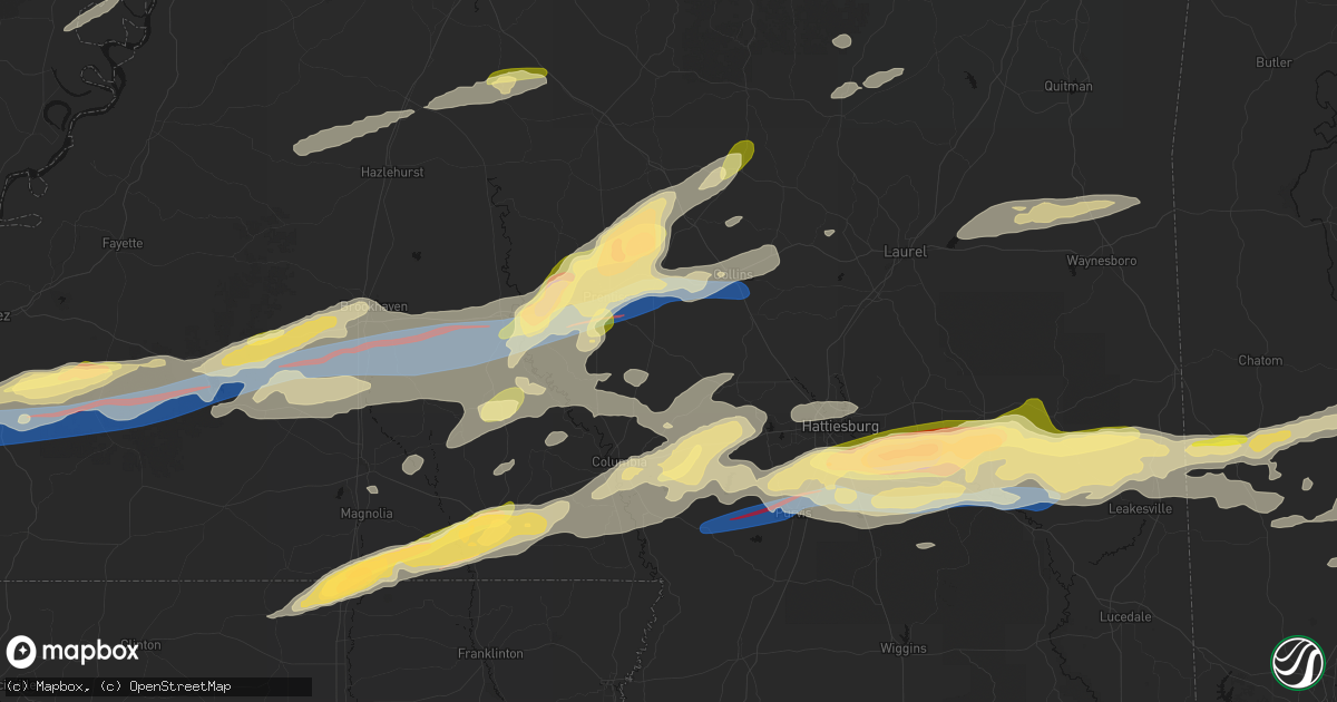 Hail map in Bassfield, MS on May 6, 2026