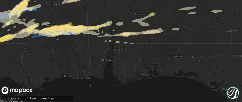 Hail map in Bay Minette, AL on May 6, 2026