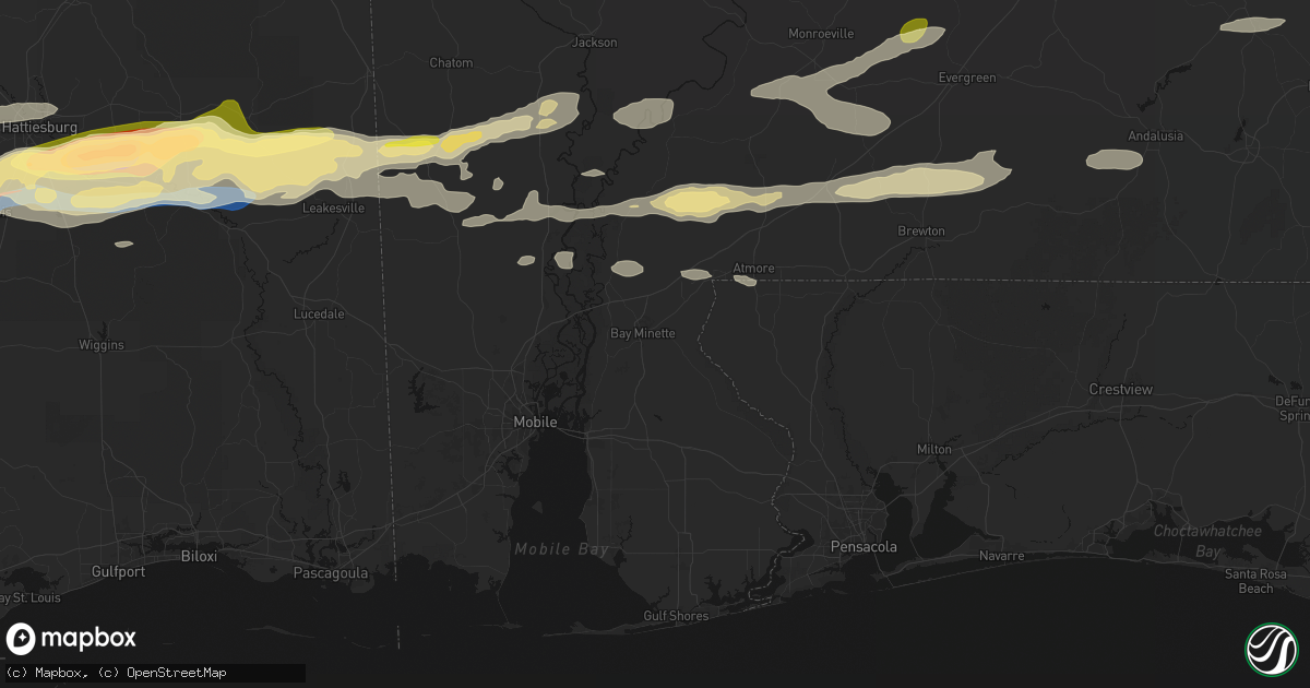 Hail map in Bay Minette, AL on May 6, 2026