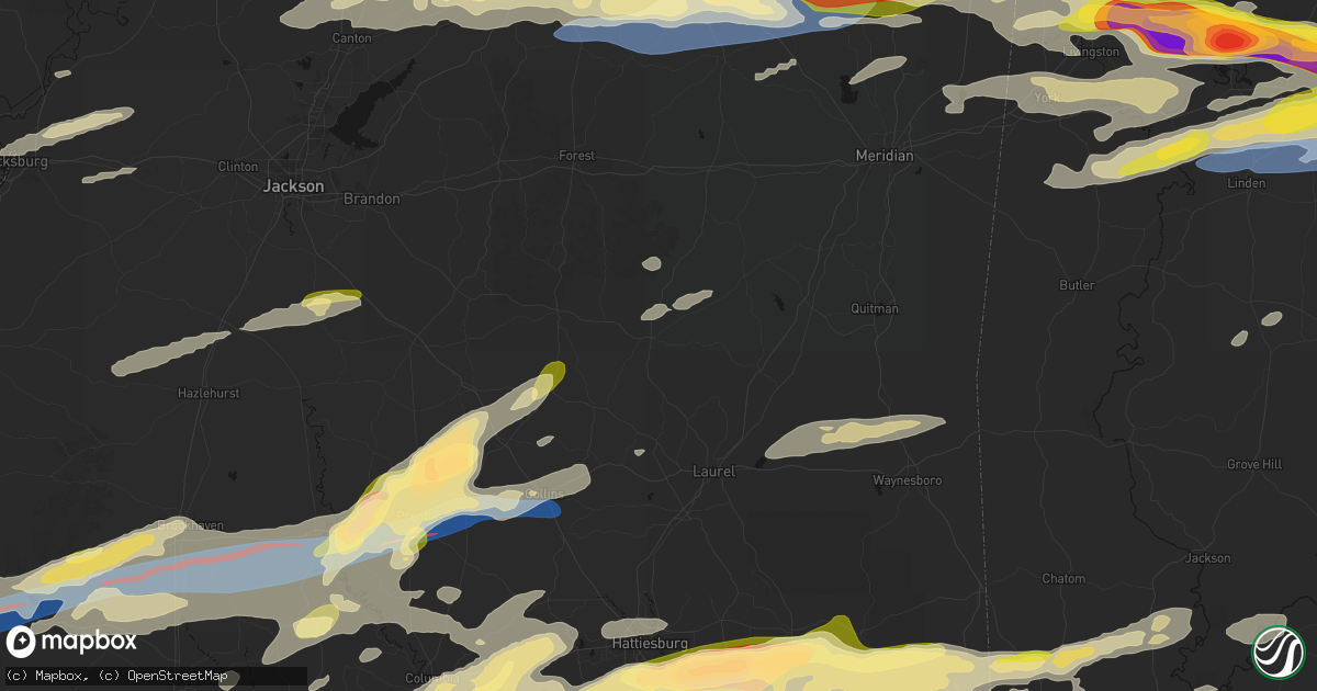 Hail map in Bay Springs, MS on May 6, 2026