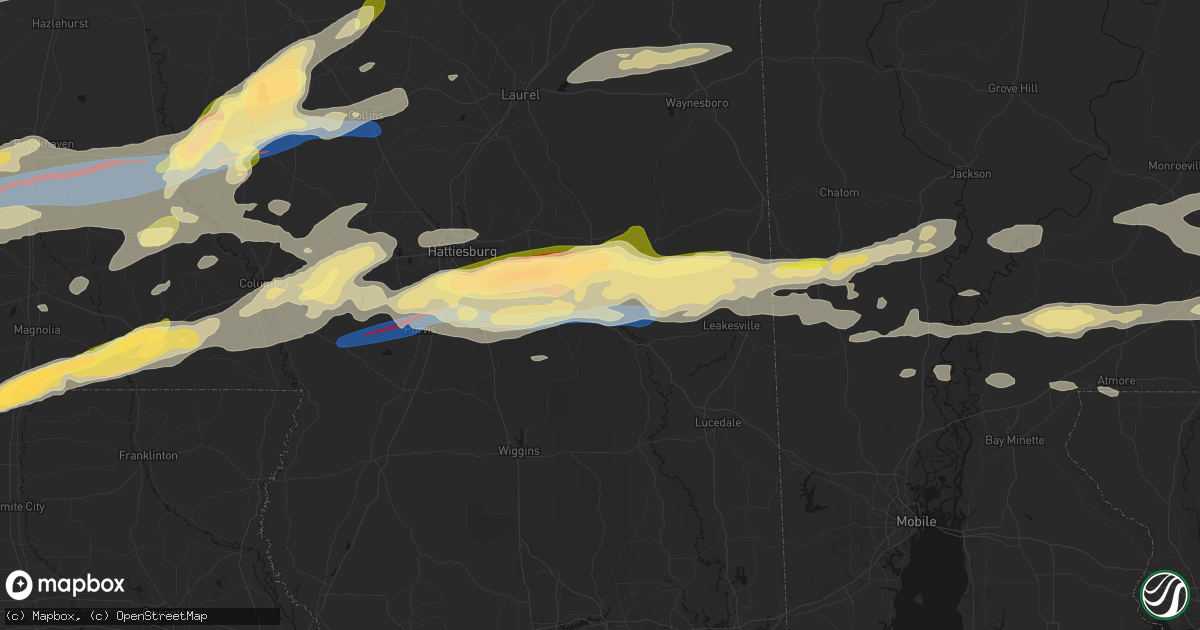 Hail map in Beaumont, MS on May 6, 2026