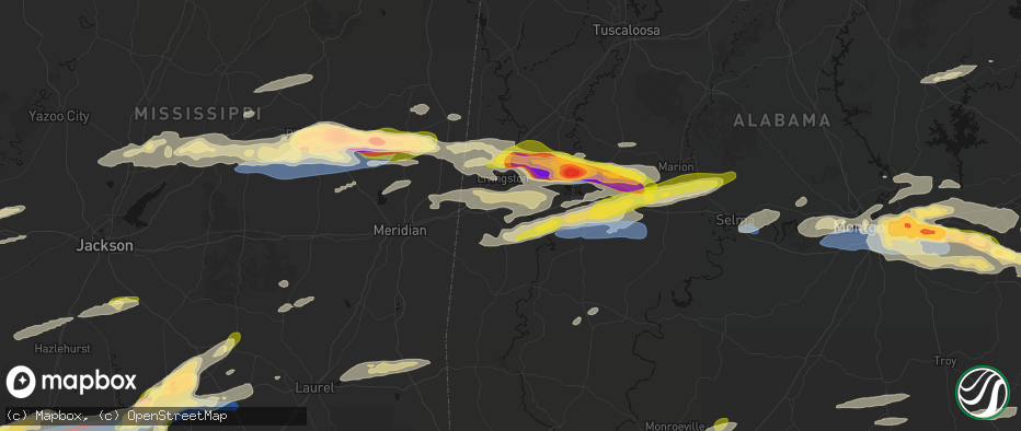 Hail map in Bellamy, AL on May 6, 2026