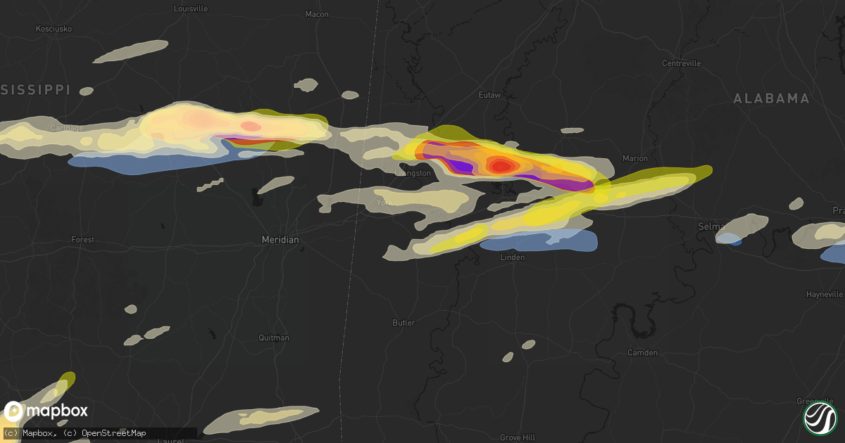 Hail map in Bellamy, AL on May 6, 2026
