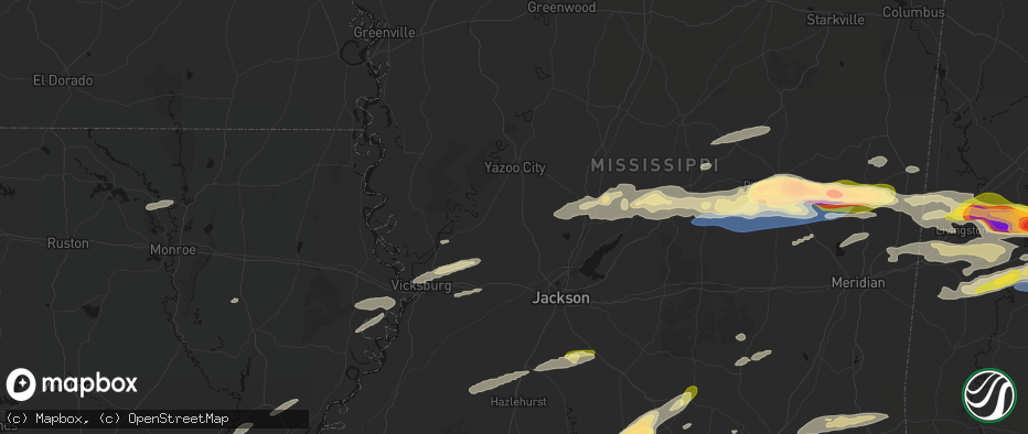 Hail map in Bentonia, MS on May 6, 2026