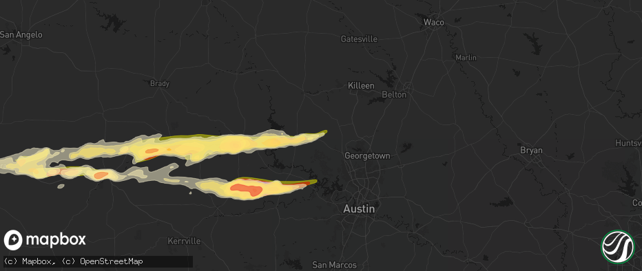 Hail map in Bertram, TX on May 6, 2026