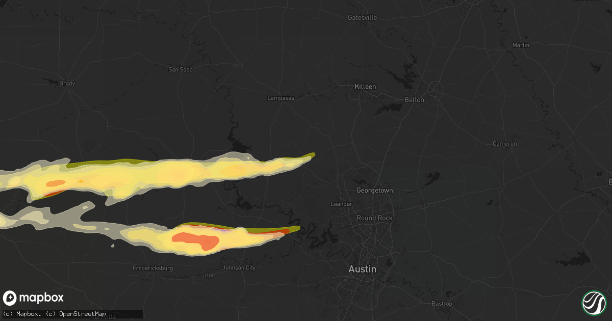 Hail map in Bertram, TX on May 6, 2026