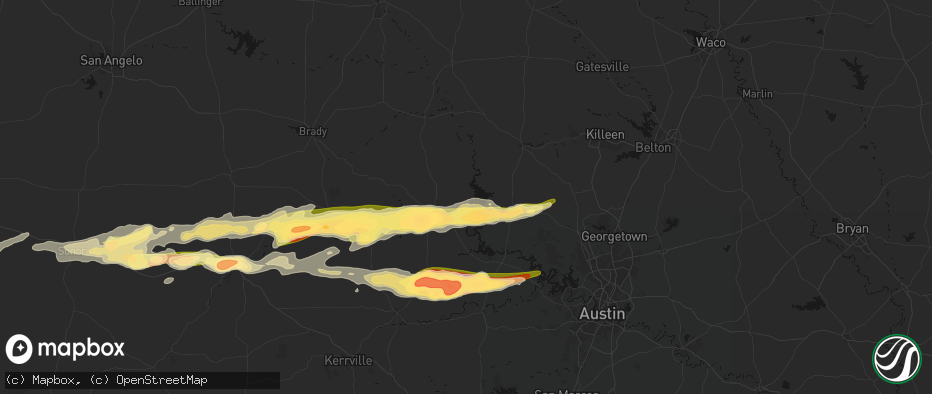 Hail map in Bluffton, TX on May 6, 2026