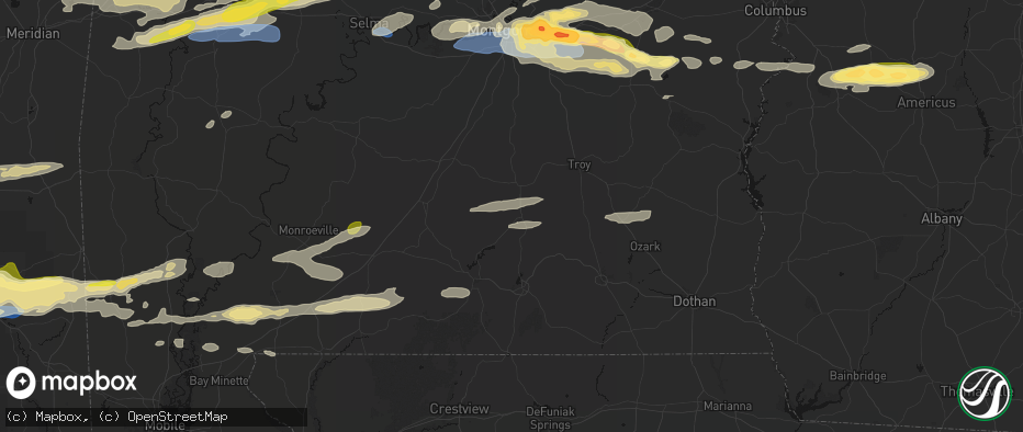Hail map in Brantley, AL on May 6, 2026