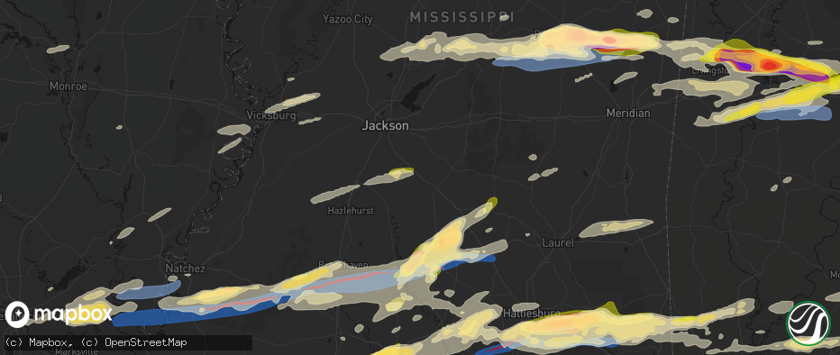 Hail map in Braxton, MS on May 6, 2026