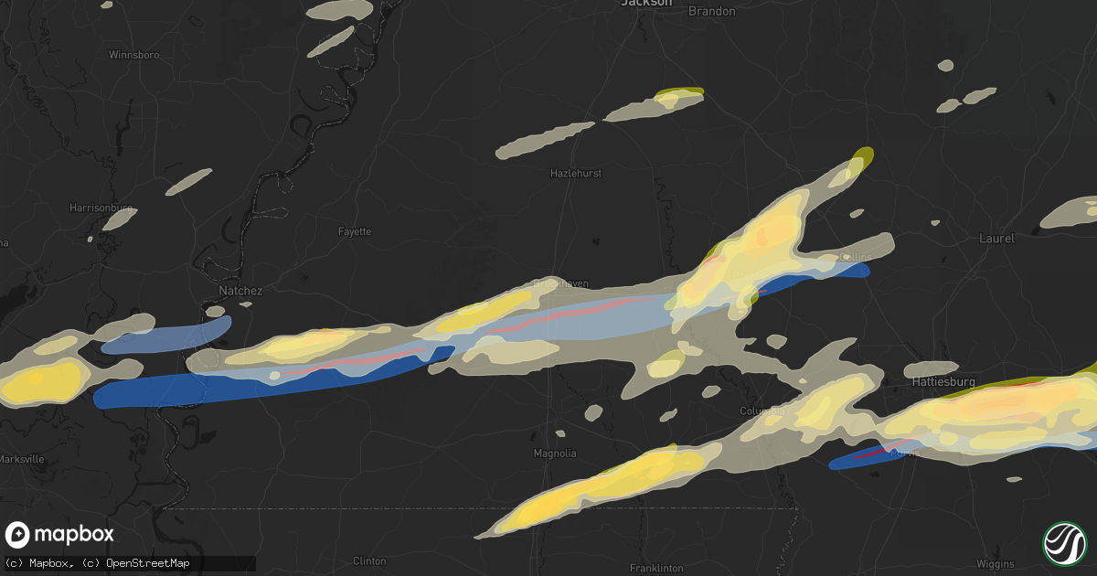 Hail map in Brookhaven, MS on May 6, 2026