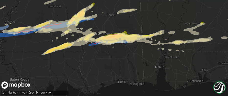 Hail map in Brooklyn, MS on May 6, 2026