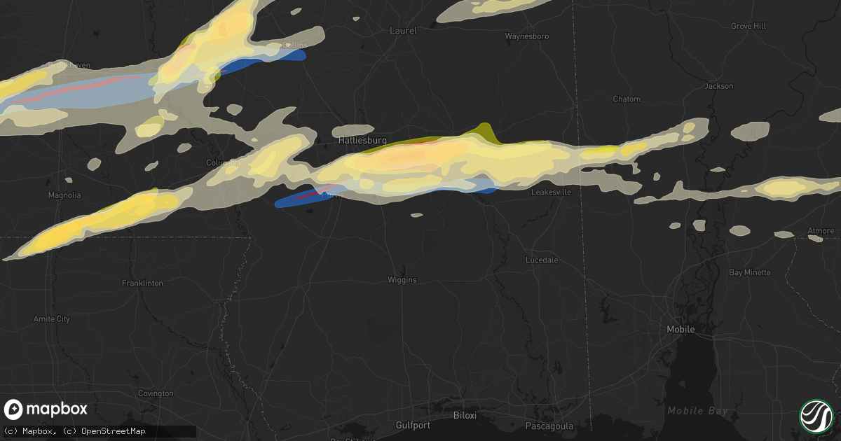 Hail map in Brooklyn, MS on May 6, 2026