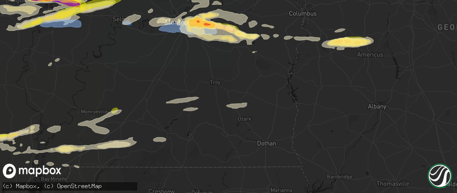 Hail map in Brundidge, AL on May 6, 2026
